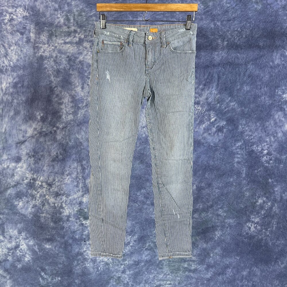 Anthropologie Pilcro & the Letterpress Blue & White Striped Denim Pants Sz 27